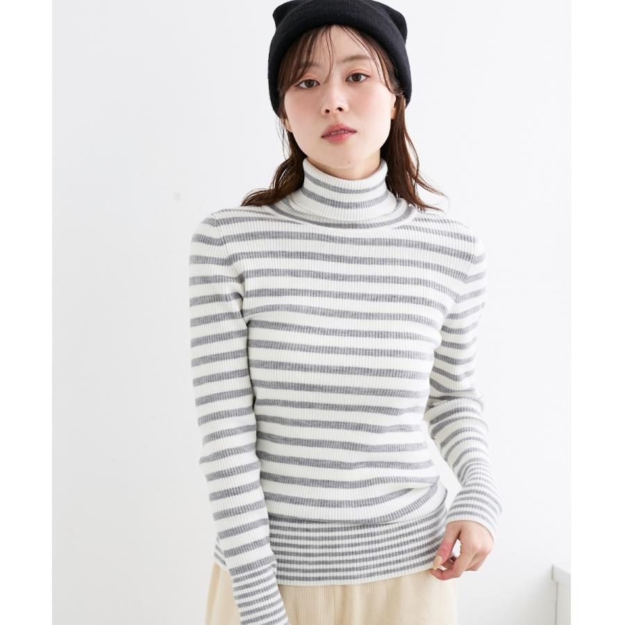 le.coeur blanc（ルクールブラン） 《手洗い可能》リブタートルネック