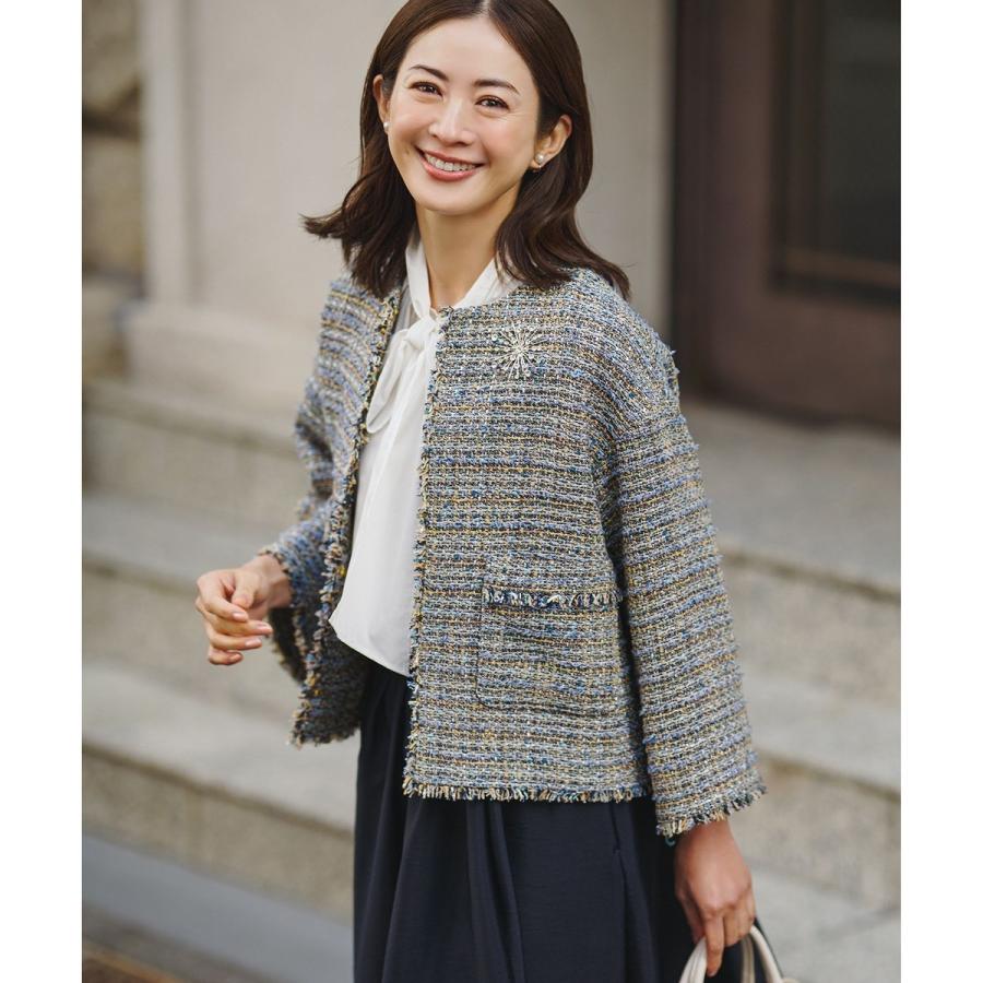 23区（ニジュウサンク） GIOLICAツイード ノーカラー ジャケット