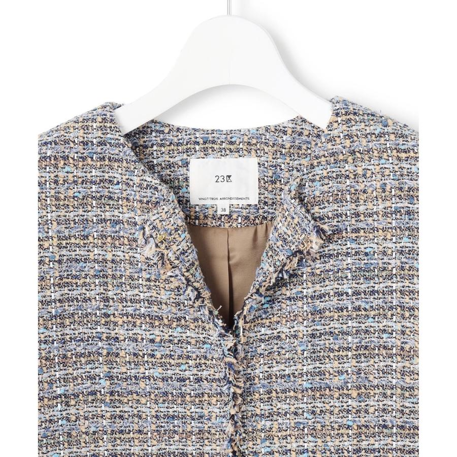 新品未使用　23区　GIOLICA生地　ツイードジャケット　44サイズ GIOLICA カラーミックスツイード ジャケット / 23区 | ファッション