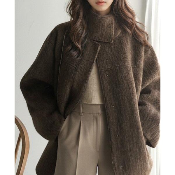 25AW新作】暖かさとおしゃれを両立♪ミックスシャギースタンドカラー