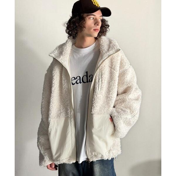 JaVaジャバコラボ》ぬくぬく愛らしい◎プードルボア×ナイロン異素材 