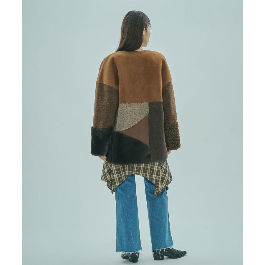 ROSE BUD（ローズバッド） PATCHWORK FAUXFUR COAT : マルイ(丸井