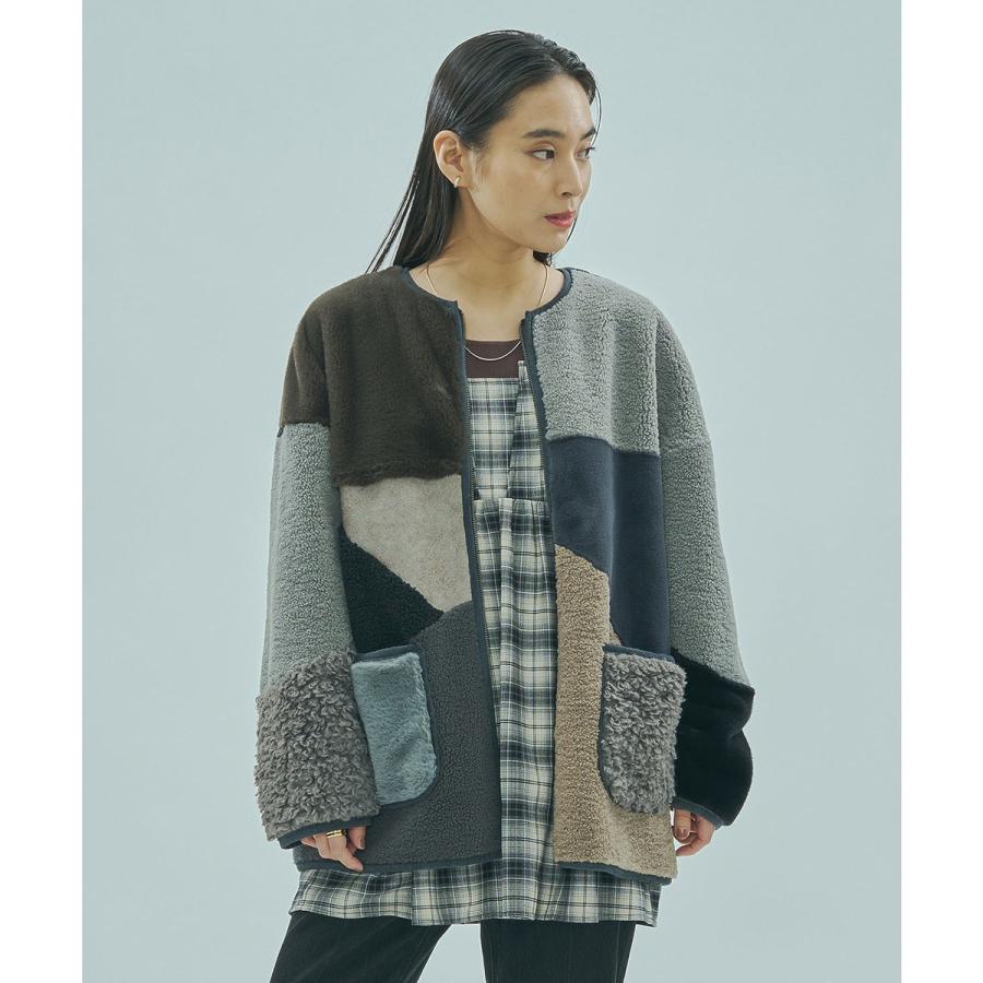 ROSE BUD（ローズバッド） PATCHWORK FAUXFUR COAT : マルイ(丸井