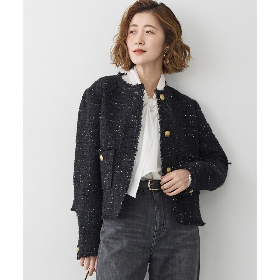 23区（ニジュウサンク） GIOLICAツイード ノーカラー ボタン