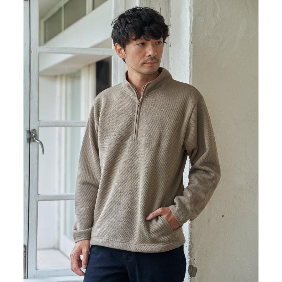 ikka（イッカ） ツイルジャカード裏起毛ハーフジッププルオーバー