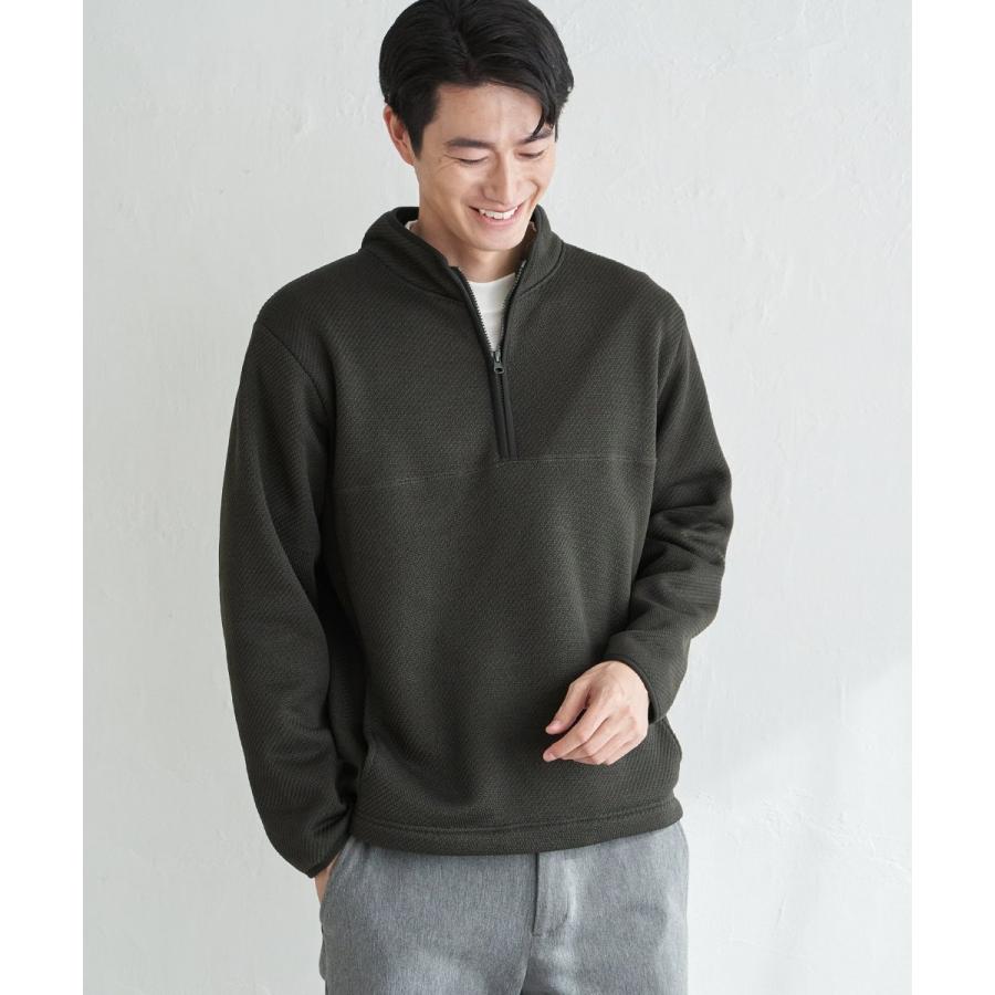 ikka（イッカ） ツイルジャカード裏起毛ハーフジッププルオーバー