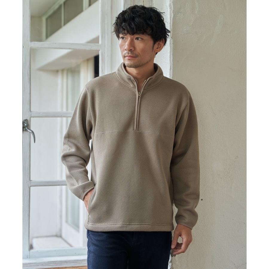 ikka（イッカ） ツイルジャカード裏起毛ハーフジッププルオーバー