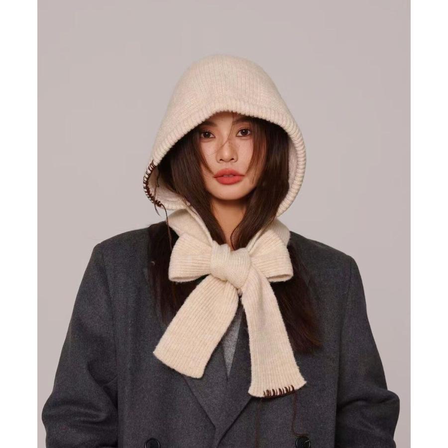 Paloma wool ブラウン モヘアフード付きスカーフ　バラクラバ aimoha（アイモハ） ニットバラクラバ風フード付きマフラー : マルイ