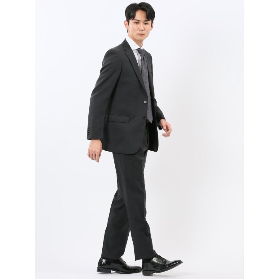 【ストレッチウォッシャブル】タカキュー 2ボタン2ピース ビジネスセットアップスーツ チェック黒
