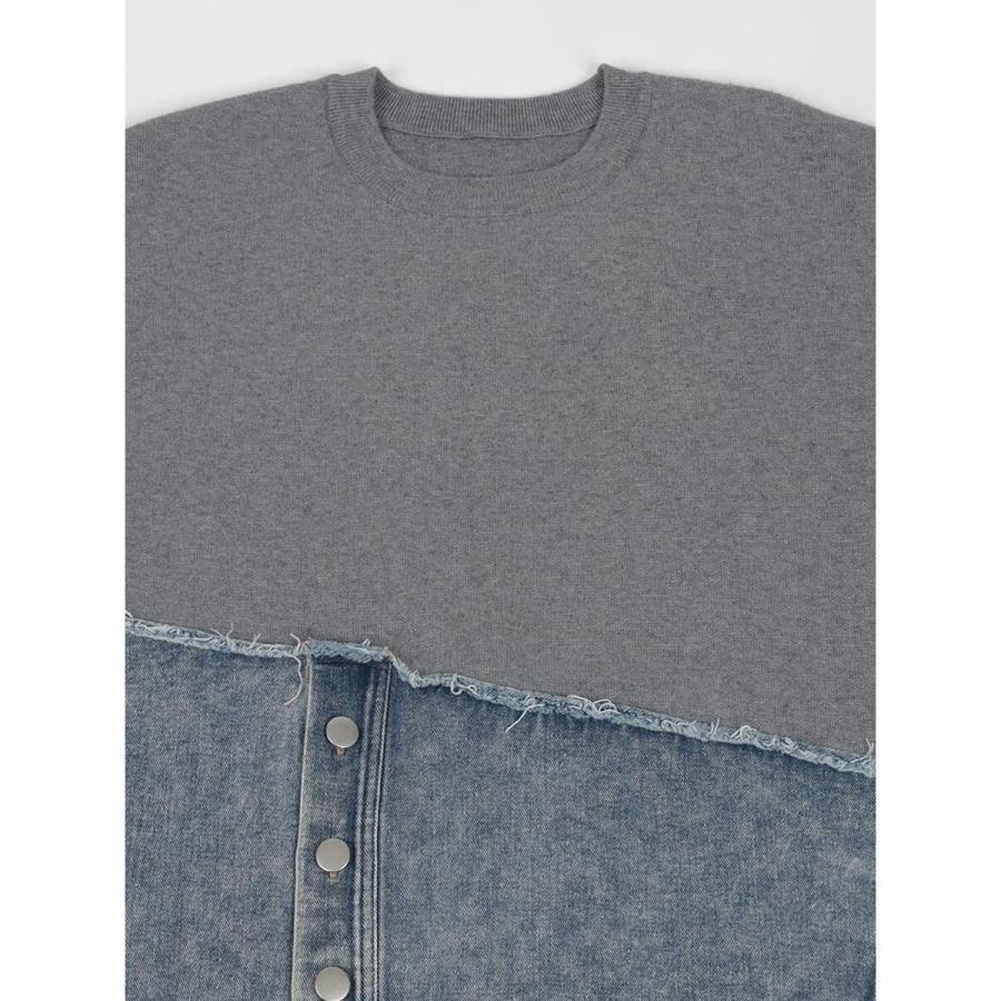 RADIATE（ラディエイト） デニムドッキングアシメクルーネックニット