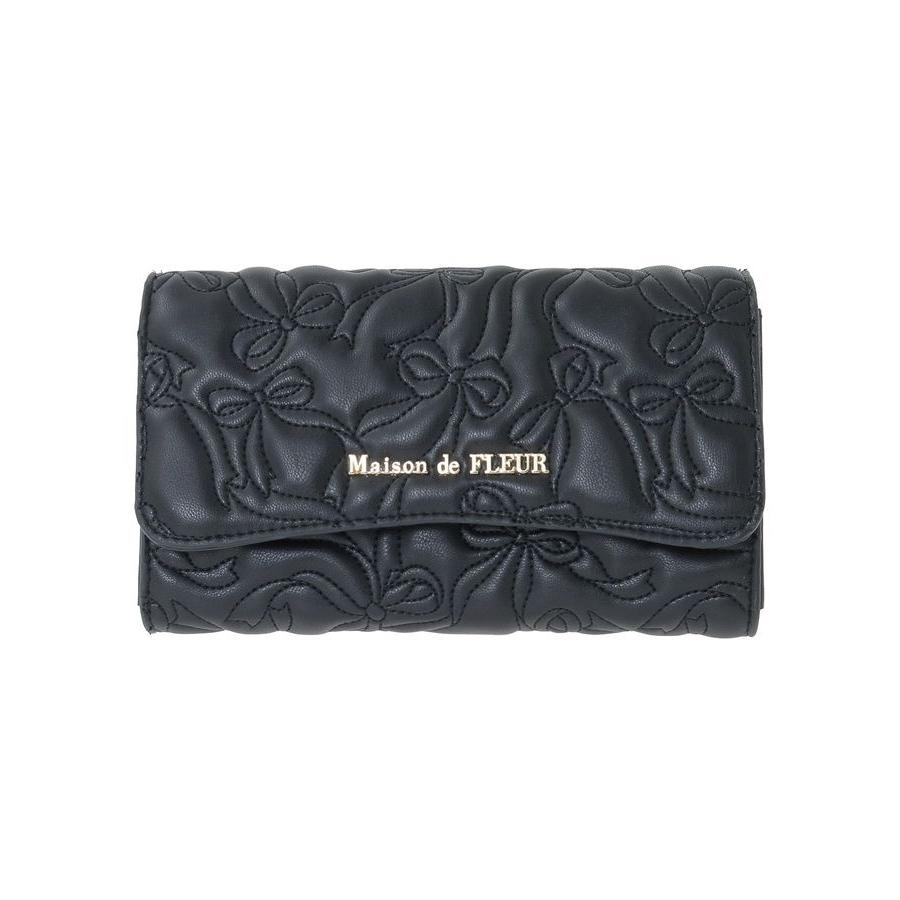 あ*ず様 Maison de FLEUR リボンキルティングロングウォレット ピ Maison de FLEUR（メゾンドフルール） リボンキルティングロング