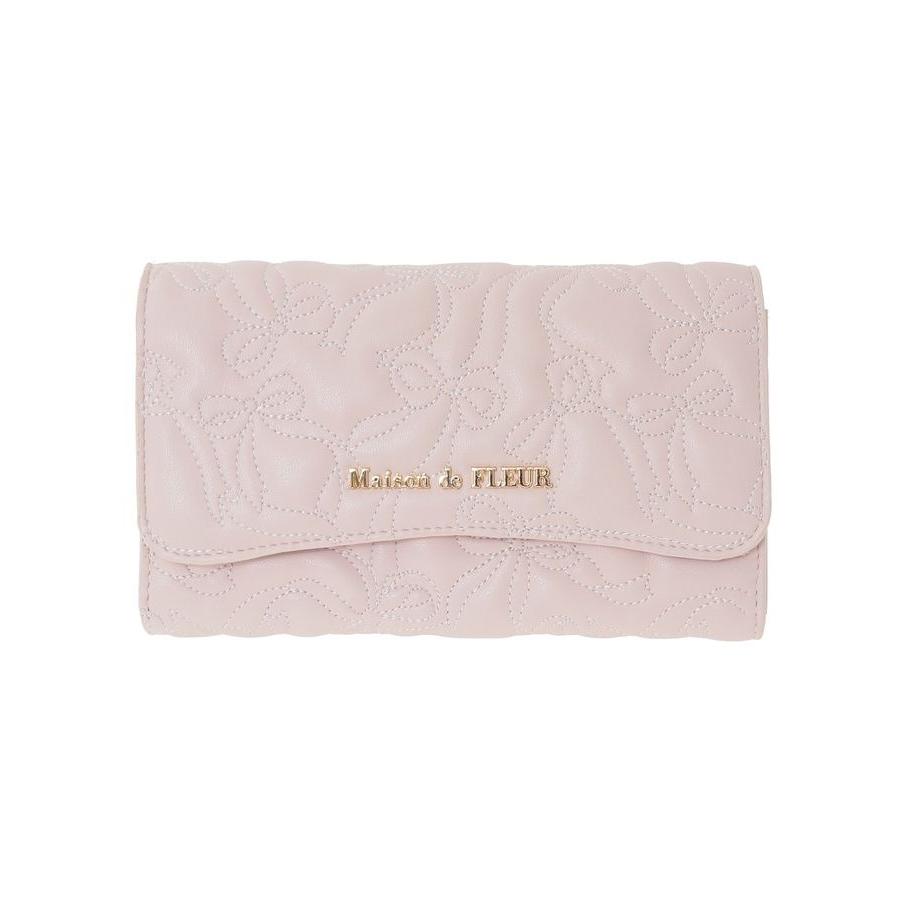 あ*ず様 Maison de FLEUR リボンキルティングロングウォレット ピ Maison de FLEUR（メゾンドフルール） リボンキルティングロング