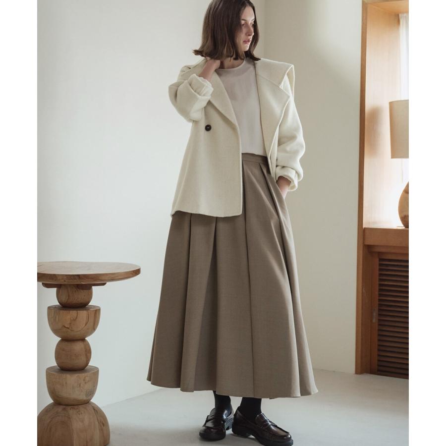 ウール70％】セーラーカラー ウールコート 冬 ミドル丈 ベルト付き