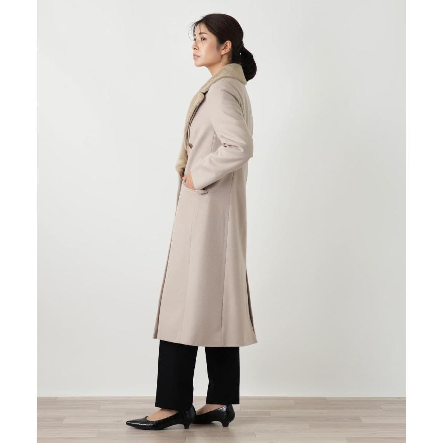 Leilian（レリアン） フェイクファー切替ダブルブレストコート