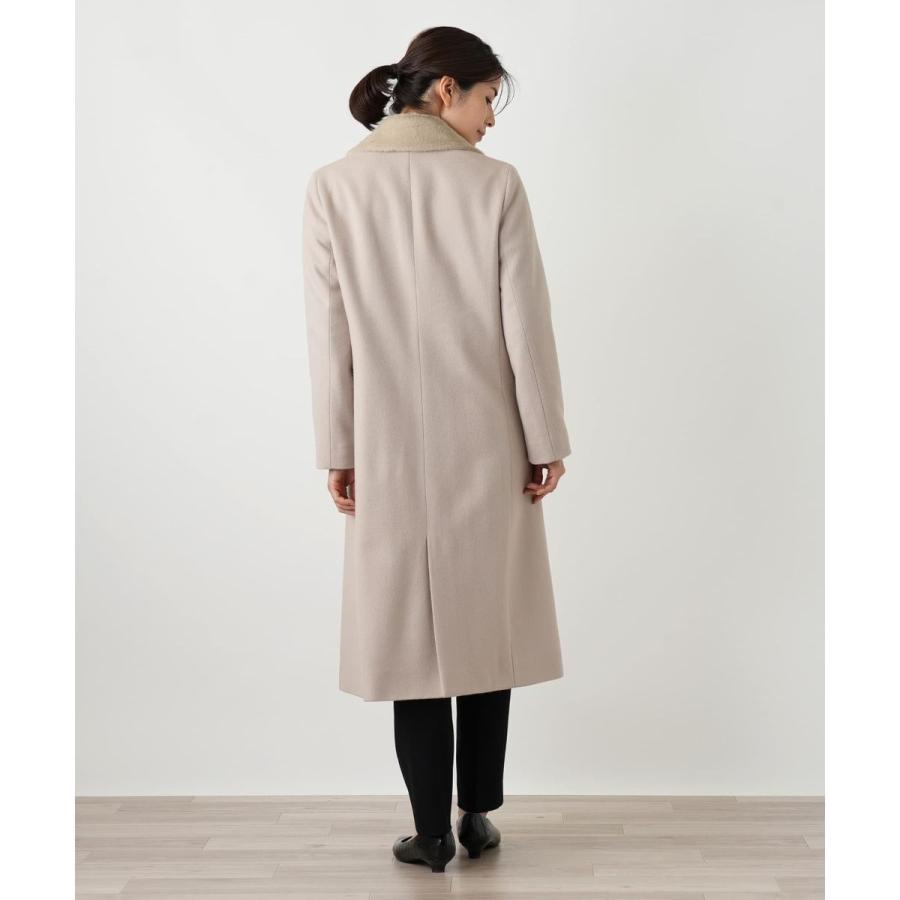 Leilian（レリアン） フェイクファー切替ダブルブレストコート