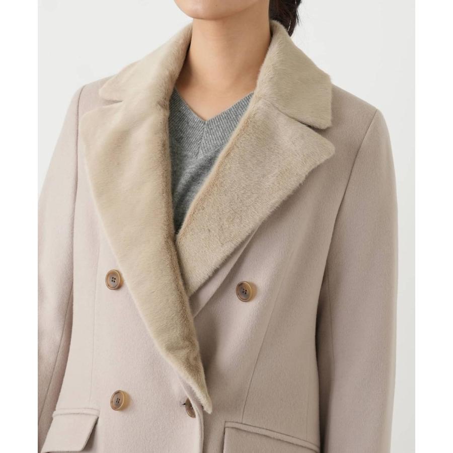 Leilian（レリアン） フェイクファー切替ダブルブレストコート