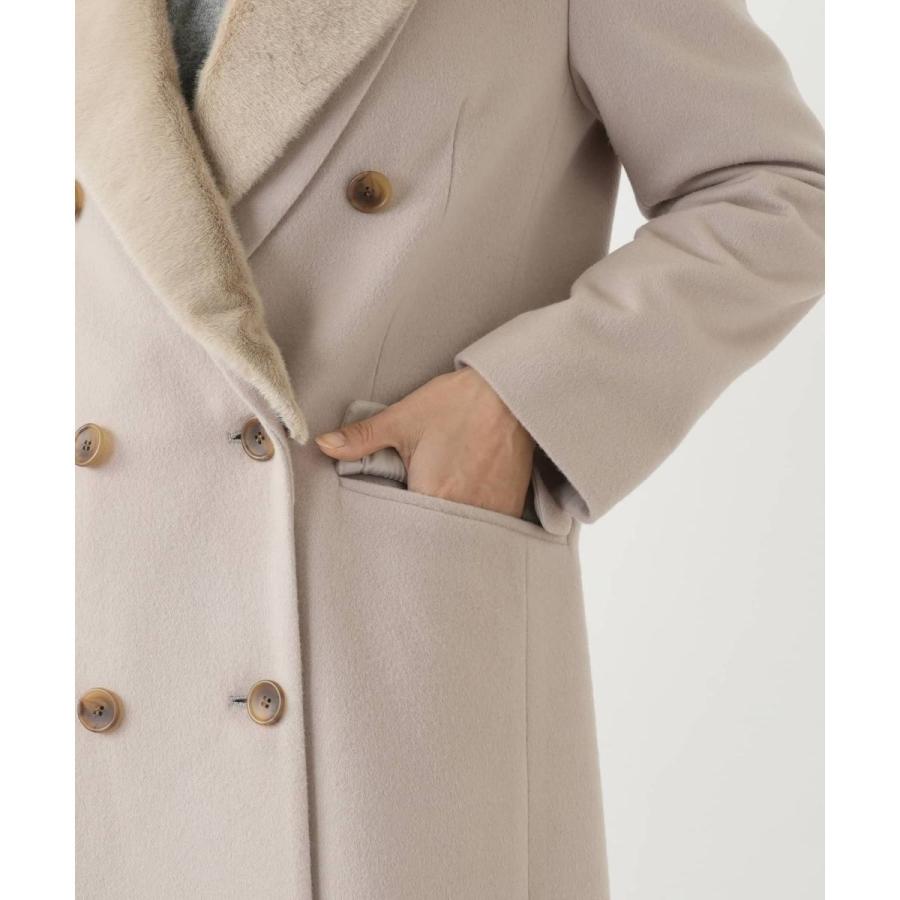 Leilian（レリアン） フェイクファー切替ダブルブレストコート