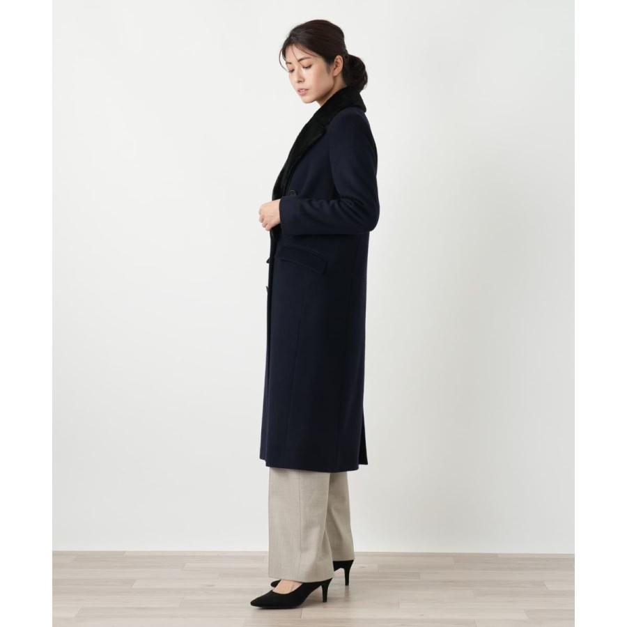 Leilian（レリアン） フェイクファー切替ダブルブレストコート