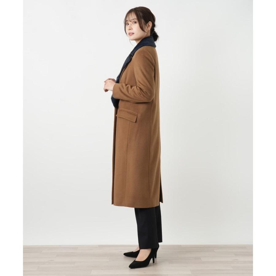 Leilian（レリアン） フェイクファー切替ダブルブレストコート