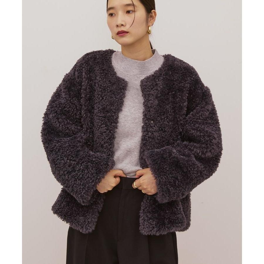 maisondelyla ノーカラーフェイクファーコート AMERICAN HOLIC（アメリカンホリック） ノーカラーフェイクファー