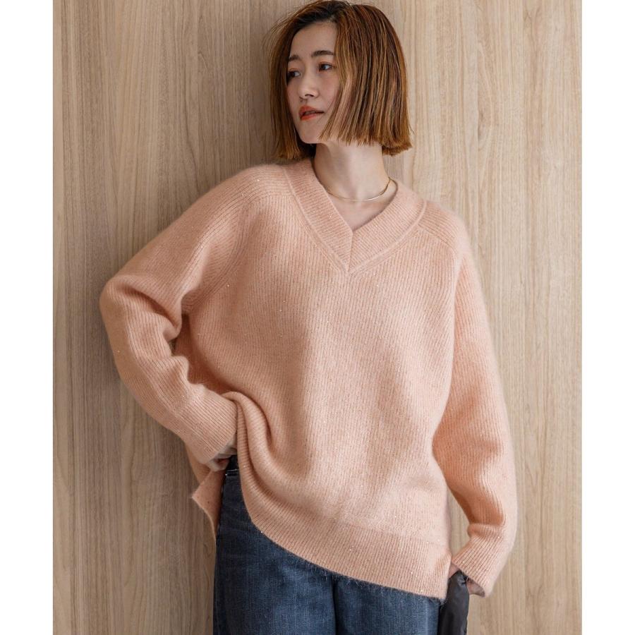 23区（ニジュウサンク） モヘヤミックススパングル Vネック ニット