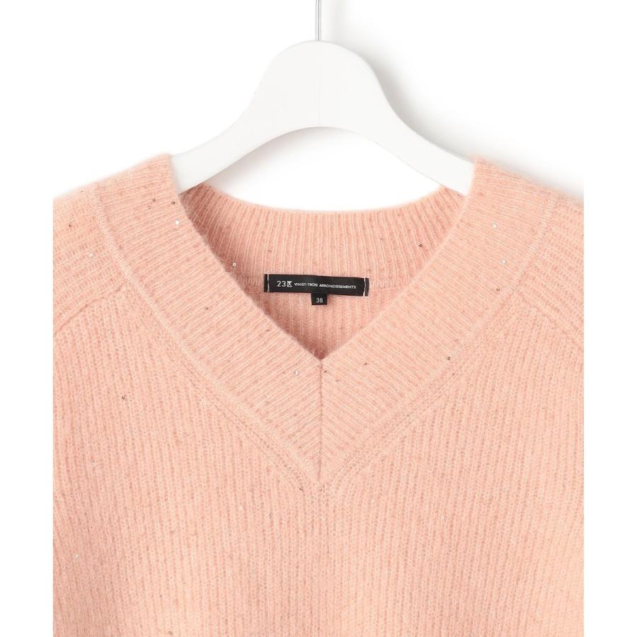 23区（ニジュウサンク） モヘヤミックススパングル Vネック ニット