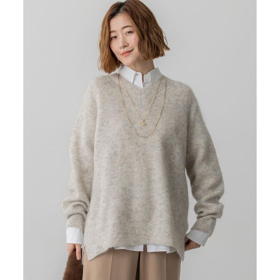 23区　ヘヤミックススパングル Vネック ニット モヘヤミックススパングル Vネック ニット / 23区 L | ファッション