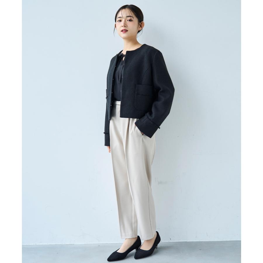 maison mill ノーカラージャケット ハレの日・通勤】 ミックスツイード ノーカラージャケット 【mil (ミル