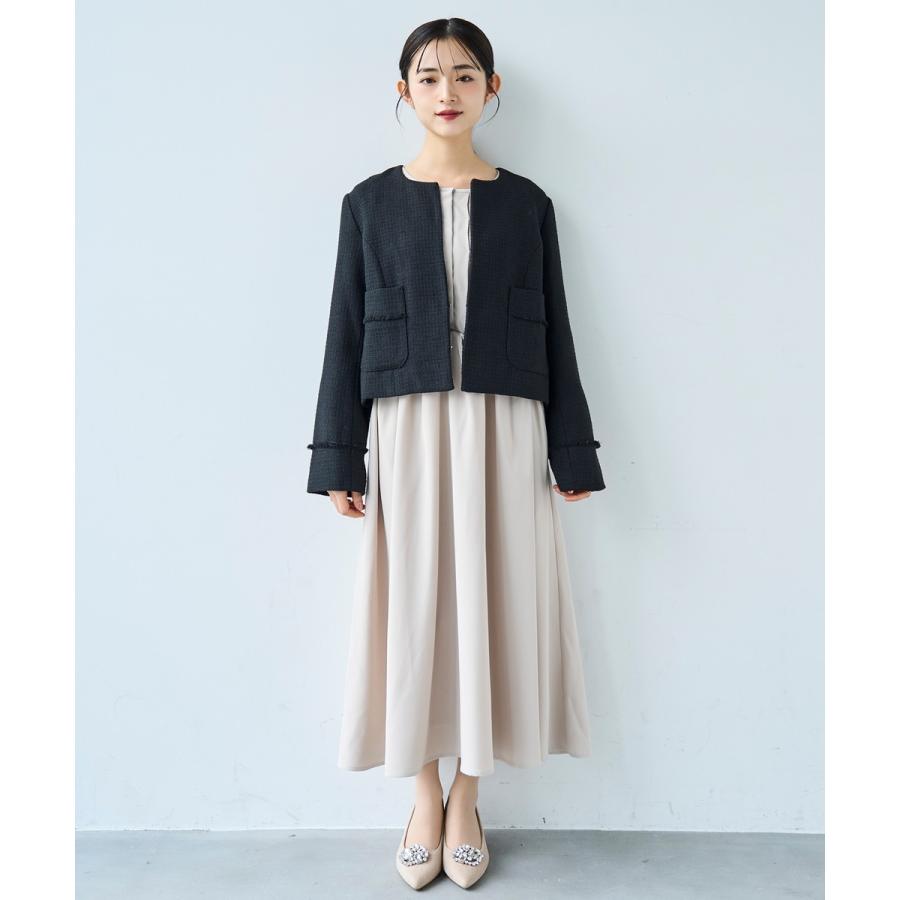 美品☆M-PREMIERノーカラーツイードジャケット 入学式　卒園式　ママスーツ mil（ミル） ジャケット ノーカラージャケット 入学式 入園式 卒園式