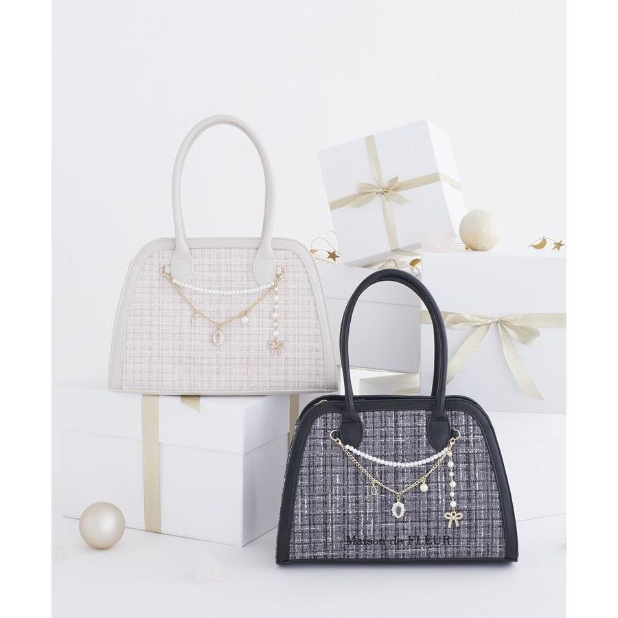 Maison de FLEUR（メゾンドフルール） チャーム付きツイード2Wayバッグ