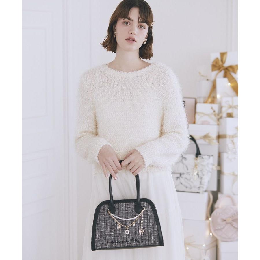 Maison de FLEUR（メゾンドフルール） チャーム付きツイード2Wayバッグ