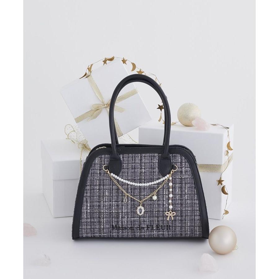 Maison de FLEUR（メゾンドフルール） チャーム付きツイード2Wayバッグ 