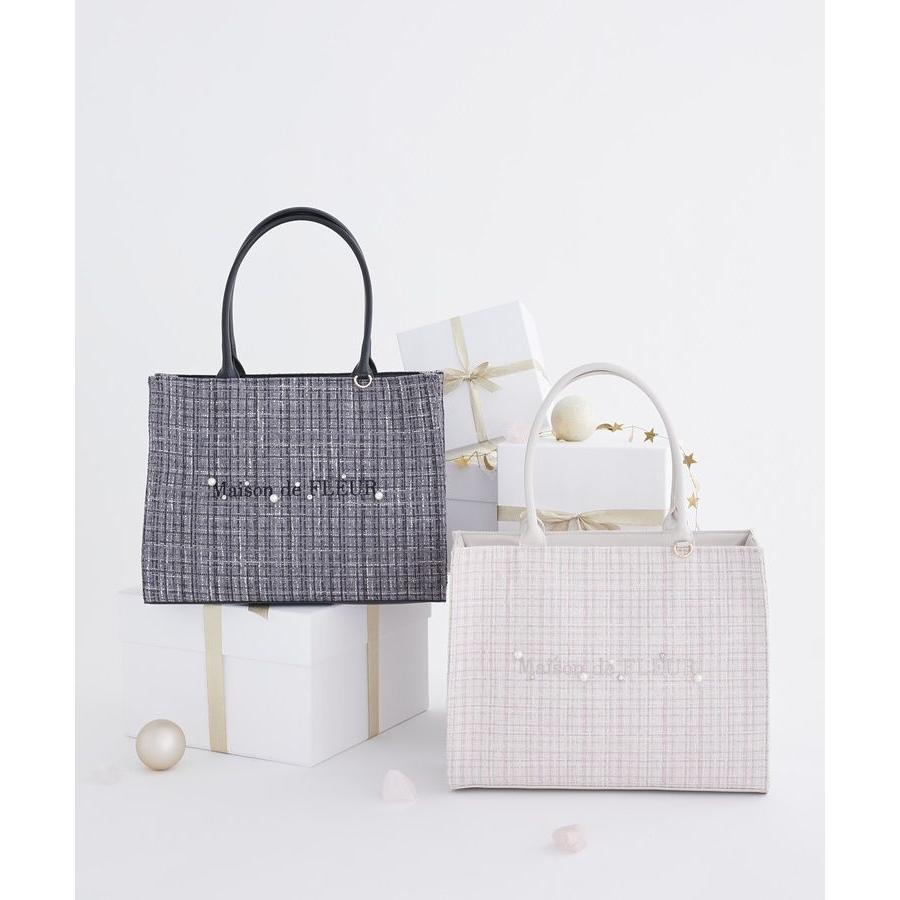 メゾン ド フルール（Maison de FLEUR）/ビジューツイードスクエアトートバッグ Maison de FLEUR（メゾンドフルール） ビジューツイードスクエアトート