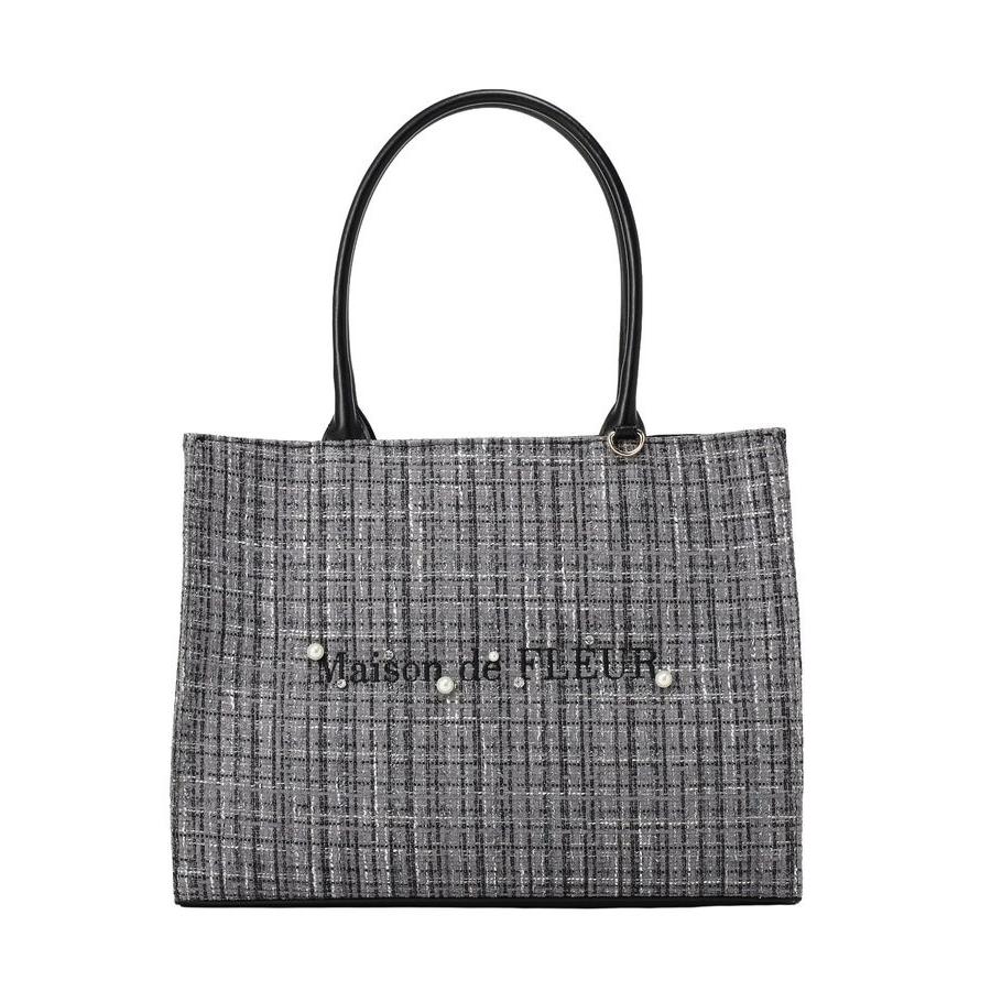 Maison de FLEUR（メゾンドフルール） ビジューツイードスクエアトート