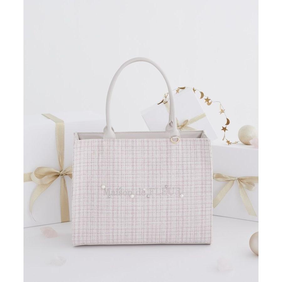 Maison de FLEUR（メゾンドフルール） ビジューツイードスクエアトート