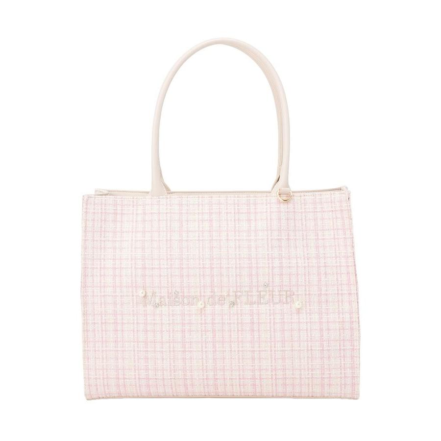 Maison de FLEUR（メゾンドフルール） ビジューツイードスクエアトート