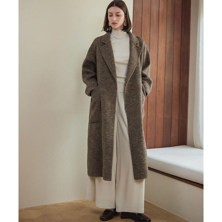 【ウール70％】 ロングコート ウールコート ガウンコート 冬 ロング丈 ベルト付き_12