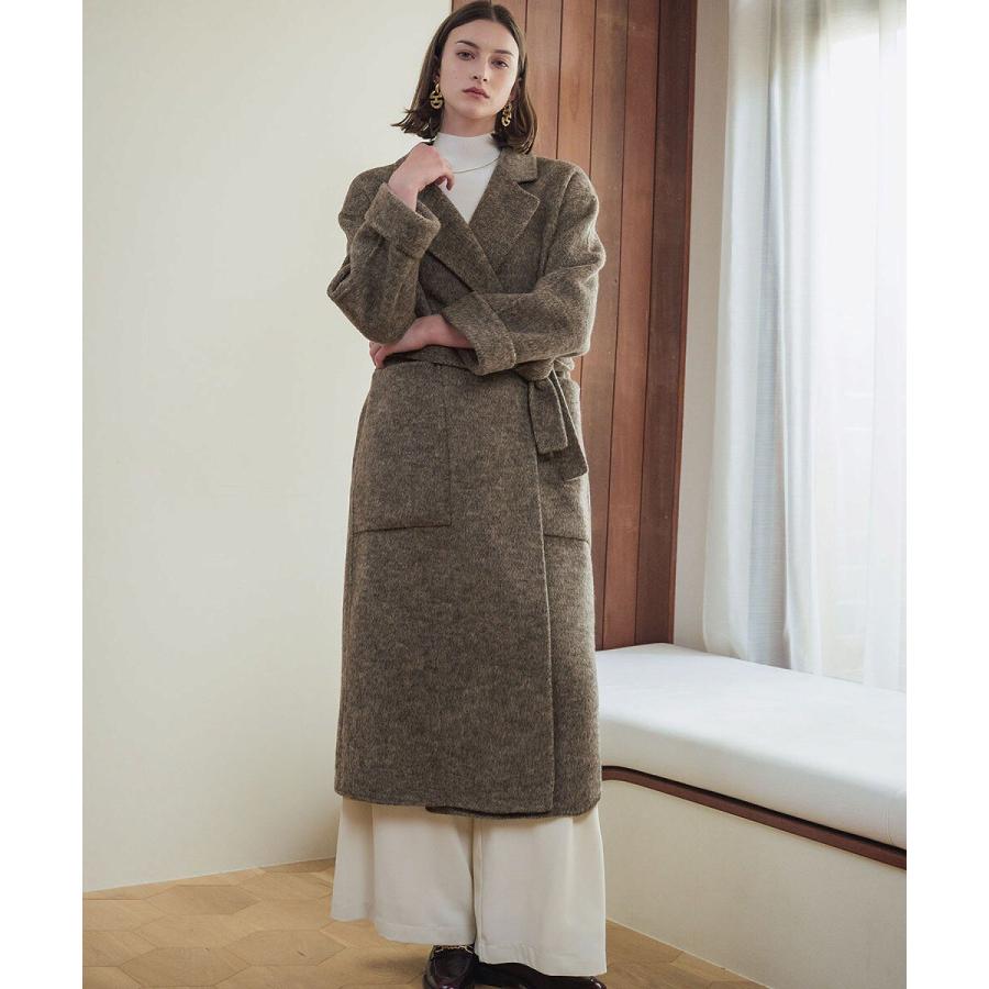 【ウール70％】 ロングコート ウールコート ガウンコート 冬 ロング丈 ベルト付き_4