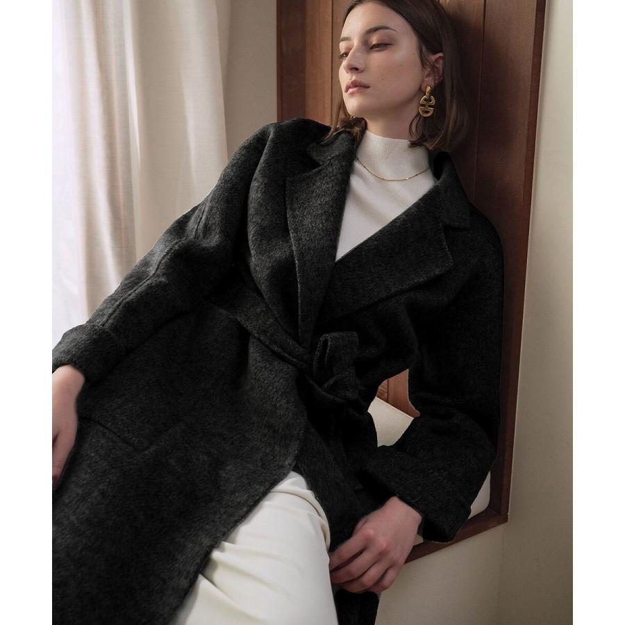 【ウール70％】 ロングコート ウールコート ガウンコート 冬 ロング丈 ベルト付き_7