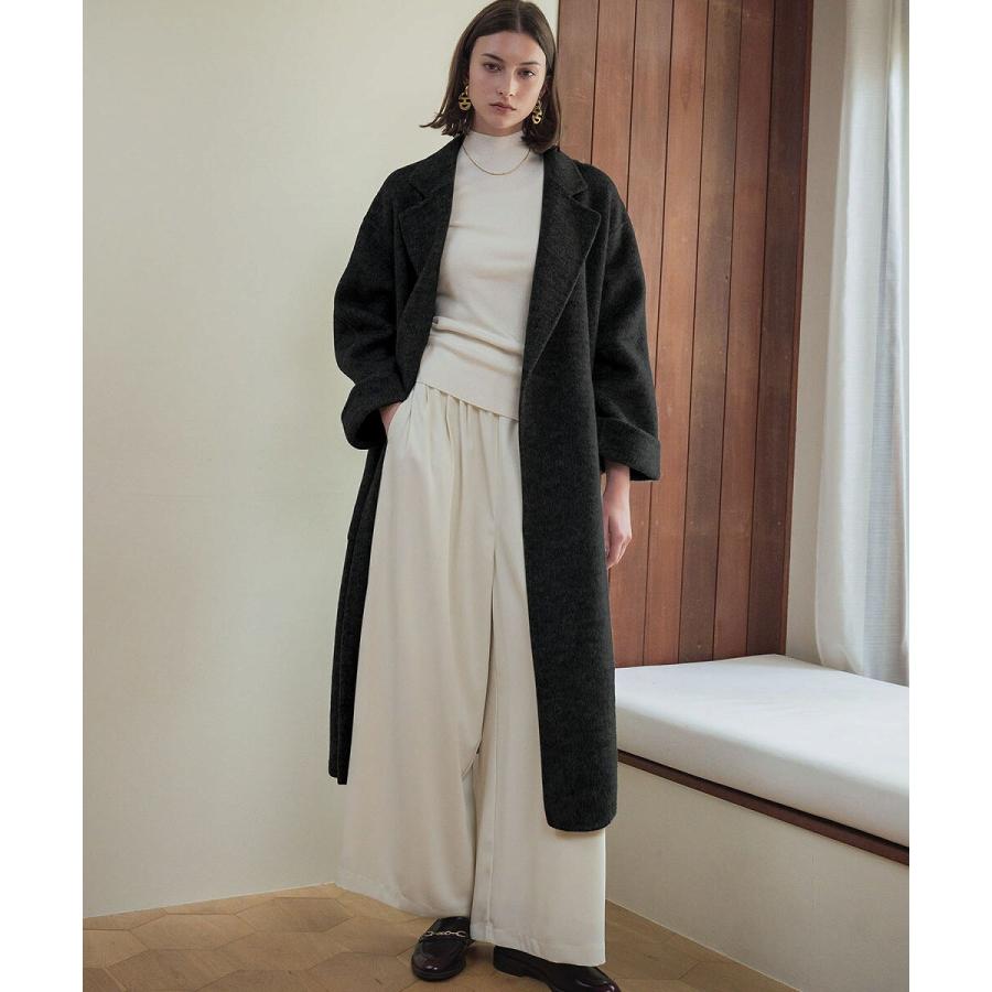 【ウール70％】 ロングコート ウールコート ガウンコート 冬 ロング丈 ベルト付き_8