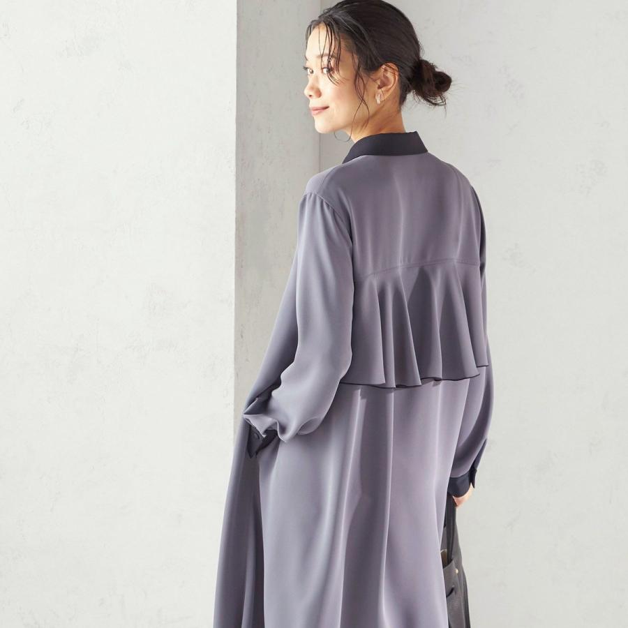 〈洗濯機可能〉ライト ダブルクロス バックフリル Aライン ワンピース（セレモニー対応可）の画像