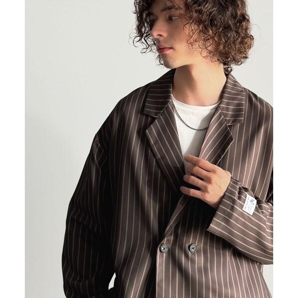 未使用　45R シャツジャケット　ストライプ柄 ストライプ シャツ ゆとりのあるストライプ柄シャツジャケット メンズ