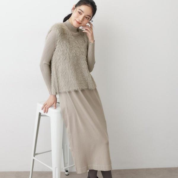 デッサン（Dessin）/【2点セット・洗える】シャギーベストニットワンピース Dessin（デッサン） 【2点セット・洗える】シャギーベストニット