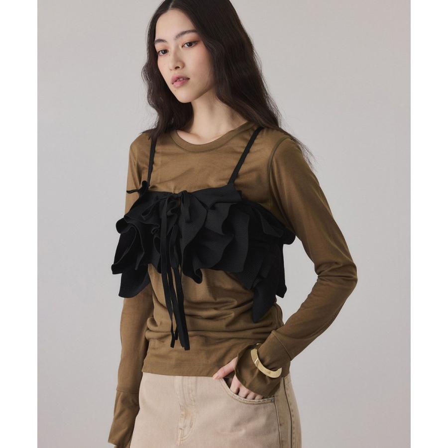 ADAM ET ROPÉ FEMME サステナブル ニットフリルビスチェ　美品 ADAM ET ROPE'（アダムエロペ） 【サステナブル】ニットフリルビスチェ