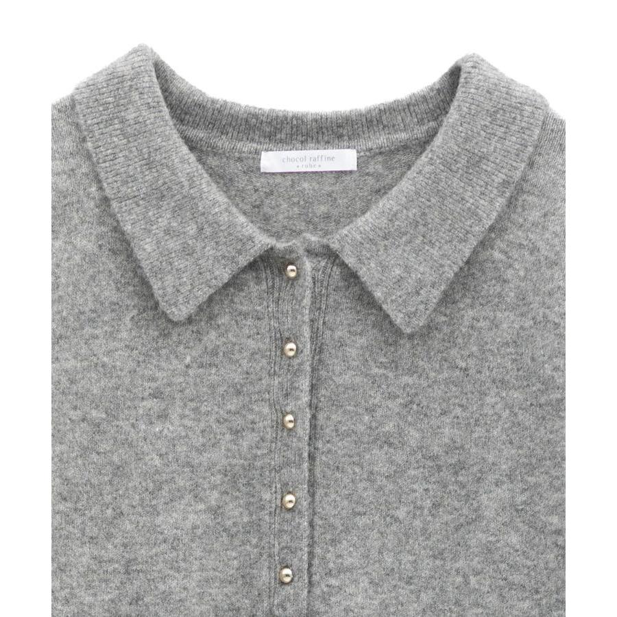 Green Parks（グリーンパークス） 金釦ポロシャツニットワンピース