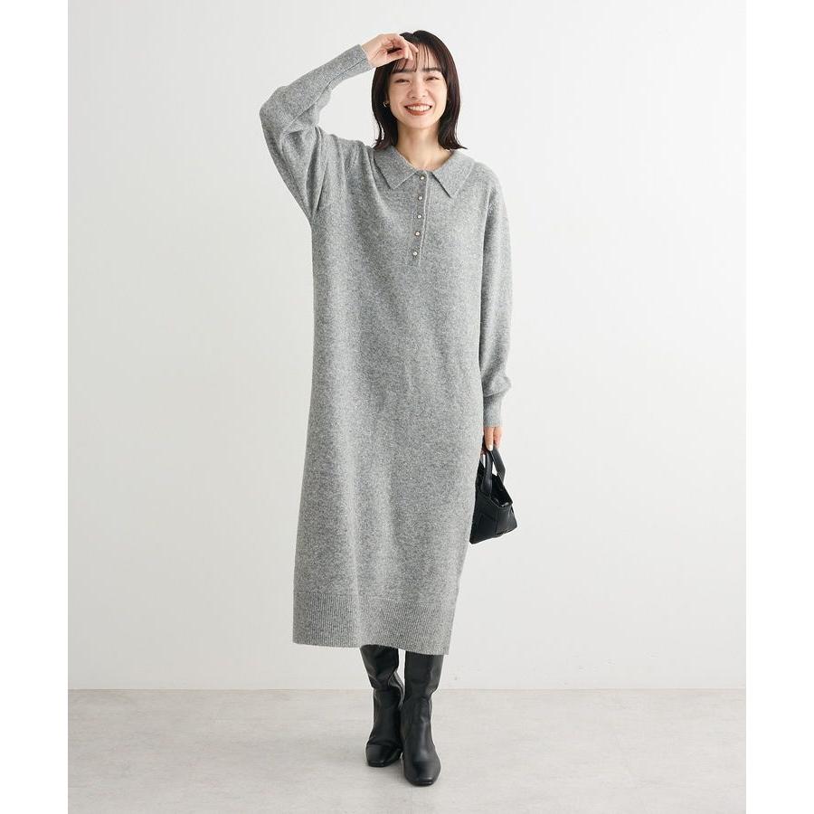 Green Parks（グリーンパークス） 金釦ポロシャツニットワンピース