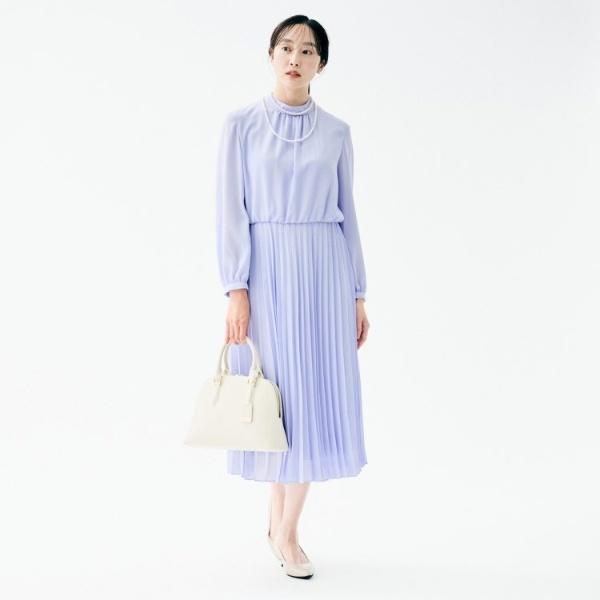 アンタイトル 3L 定価3万 洗える ギャザー ボウタイワンピース 緑 キャミ付 UNTITLED（アンタイトル） 【フォーマル洗える】ボウタイ プリーツ