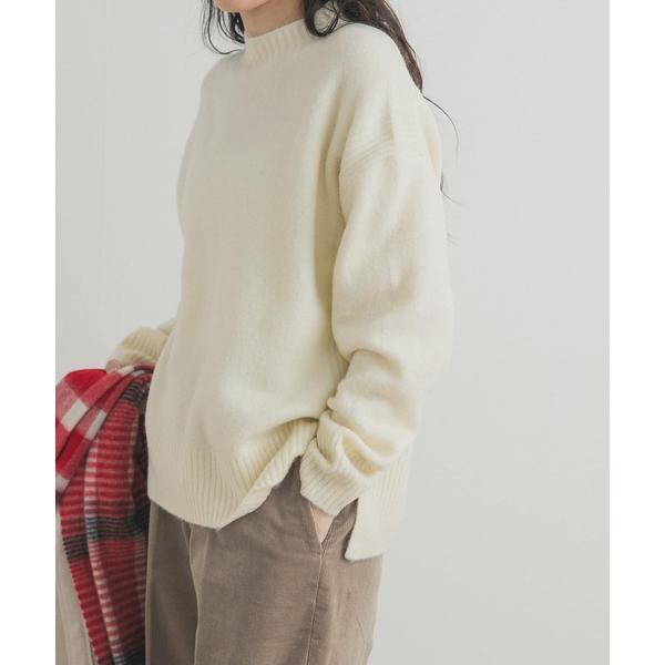 【美品】BEIGE, リブニットセーター 4 ウール混 袖口スリット 女性らしいリラクシーなドルマンスリーブニット[品番：QU000006314