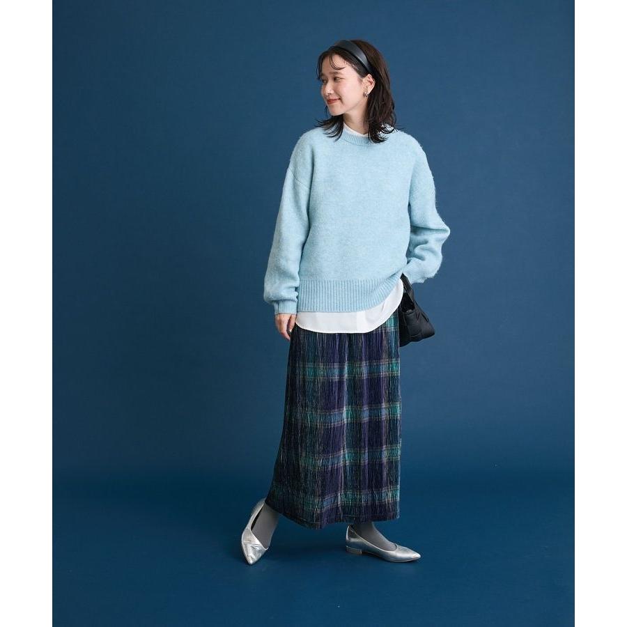 Green Parks（グリーンパークス） 楊柳ベロアチェックIラインスカート