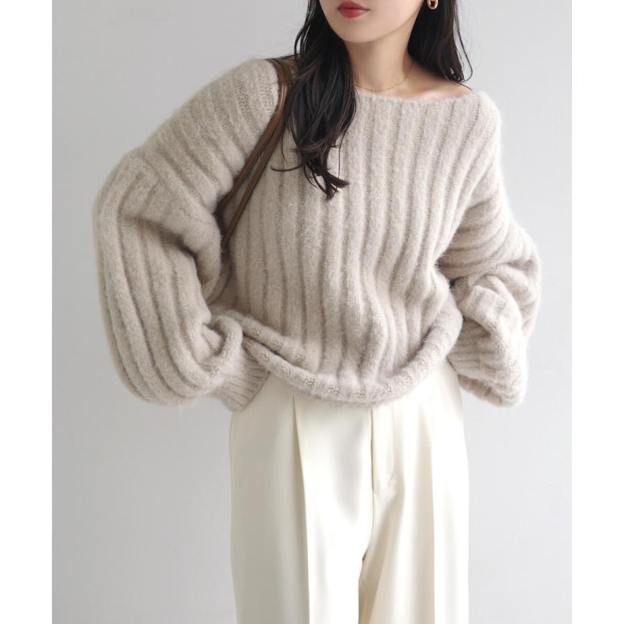 andme（アンドミー） マシュマロタッチ 長袖 リブ ニット トップス